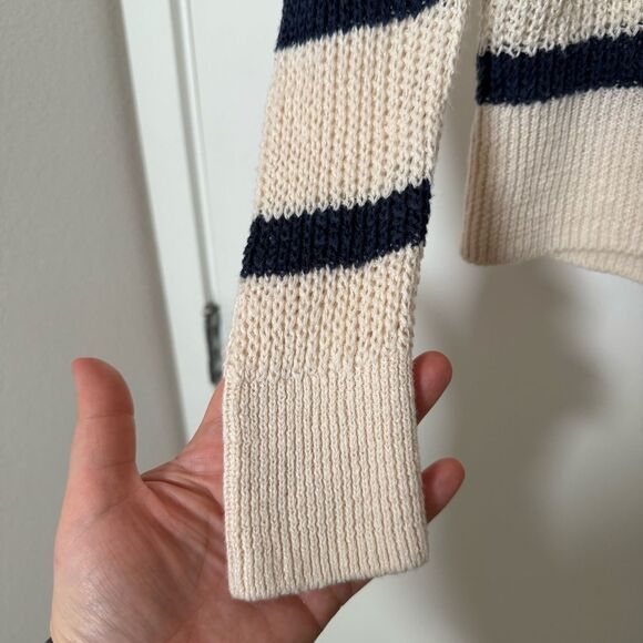 Faherty Sweater Womens Sz XS Miramar Stripe Linen Cotton Chunky Knit V Neck Boho - Picture 4 of 10